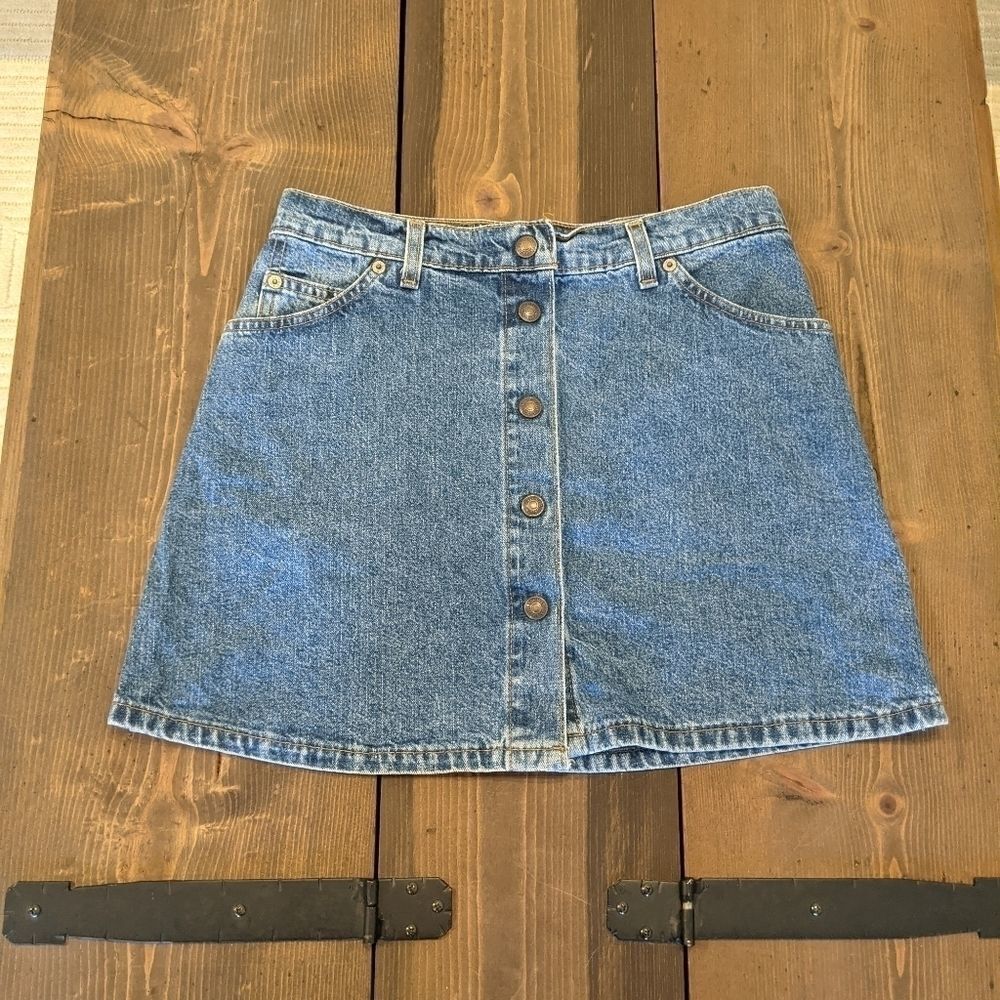 Vintage Levi's Jean skirt button down denim 11